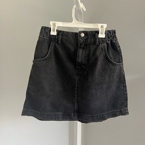 topshop black denim skirt